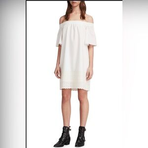 AllSaints Livia Trixi Off The Shoulder Cotton Dress White  Size Medium